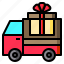 truck, delivery, card, gift, box 