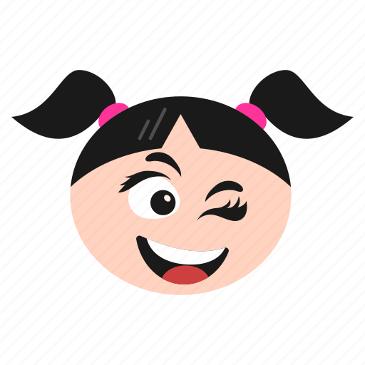 Emoji, emoticon, face, girl, happiness, smirking, winking icon - Download on Iconfinder