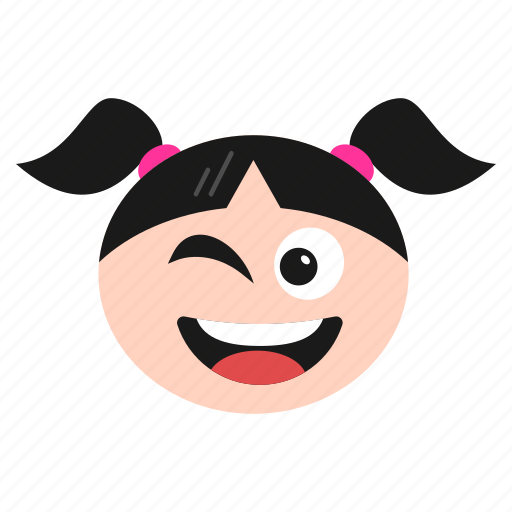 Emoji, emoticon, face, girl, happiness, smirking, winking icon - Download on Iconfinder