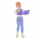 work, girl, using, tablet, office, tool, device 