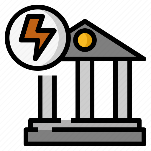 Economic, crisis, thunder, bank, recession, insolvent icon - Download on Iconfinder