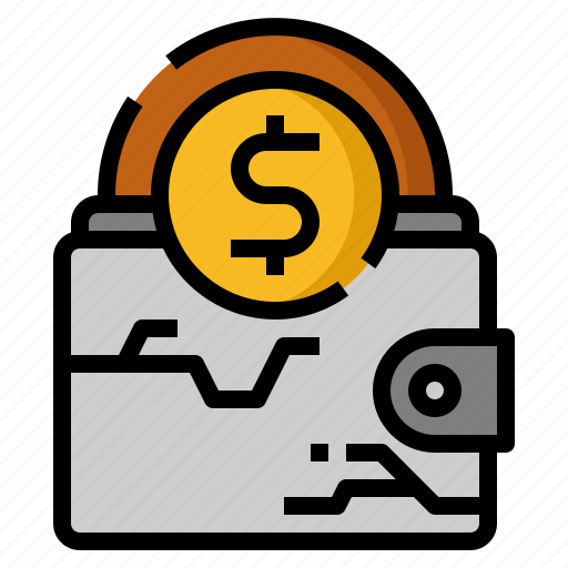 Wallet, broken, financial, crisis, deflation, poor icon - Download on Iconfinder