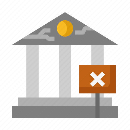 Bank, close, bankrupt, broke, financial, crisis icon - Download on Iconfinder