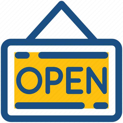 Hanging sign, information sign, open shop, open signboard, shop sign icon - Download on Iconfinder