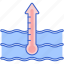 warming, ocean, hot, thermometer 
