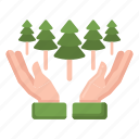 tree, in, hand, forest, nature