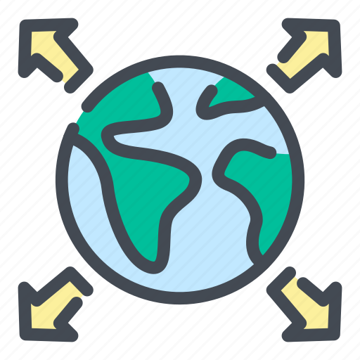 Globe, world, planet, worldwide, arrow, direction, navigation icon - Download on Iconfinder