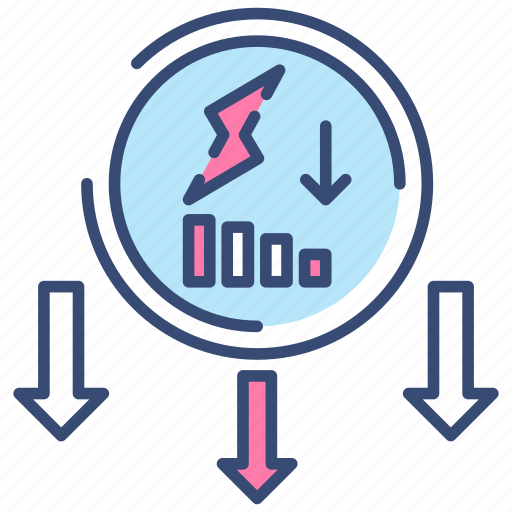 Power, consumption, electric, shock, arrows, down icon - Download on Iconfinder