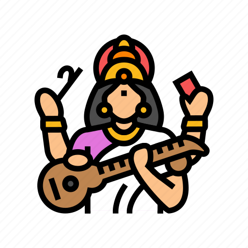 Saraswati, god, indian, hindu, lord, krishna icon - Download on Iconfinder