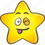 cartoon, emoji, gold, smiley, star 