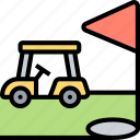 golf, field, course, cart, activity
