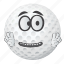 ball, cartoon, emoji, face, golf, smiley 