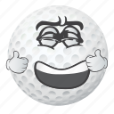 ball, cartoon, emoji, face, golf, smiley