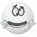ball, cartoon, emoji, face, golf, smiley