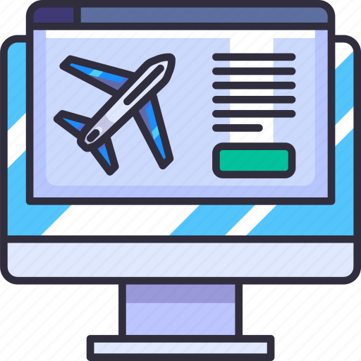 Booking, online, website, app, computer, airport, flight icon - Download on Iconfinder