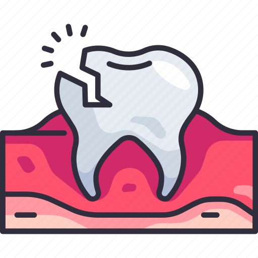 Dentistry, dental, dentist, broken, tooth crack, cavity, molar icon - Download on Iconfinder