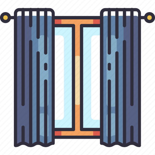 Hotel service, hotel, accommodation, big window with curtain, window, curtain, room icon - Download on Iconfinder