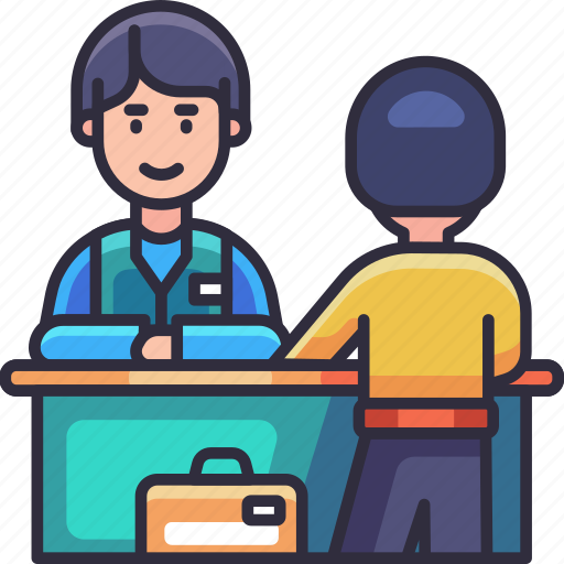 Hotel service, hotel, accommodation, check in, counter, reservation, receptionist icon - Download on Iconfinder