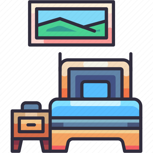 Hotel service, hotel, accommodation, single bed, bed, bedroom, room icon - Download on Iconfinder
