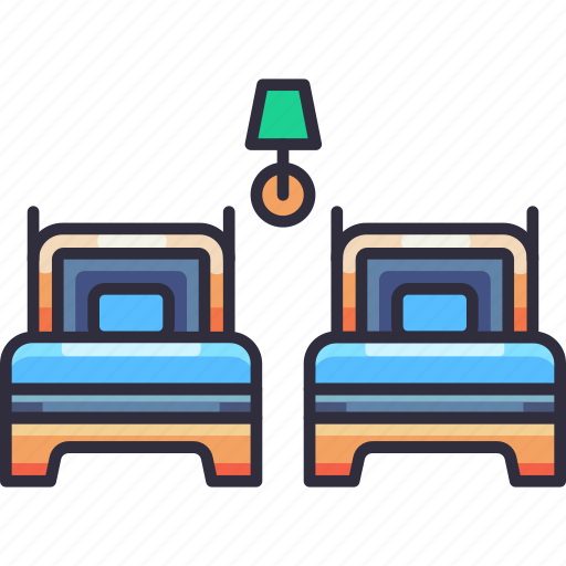 Hotel service, hotel, accommodation, twin beds, twin, ben, bedroom icon - Download on Iconfinder