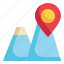 mountain, pin, travel, location, map, gps icon 