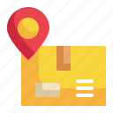 parcel, package, gps, tracking, location, navigation, box icon