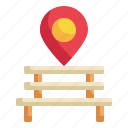 park, chair, location, pin, public, map, direction, gps icon