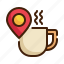 coffee, shop, pin, location, map, navigation, gps icon 