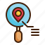 magnifying, search, location, pin, navigation, gps icon 