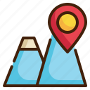 mountain, pin, travel, location, map, navigation, gps icon