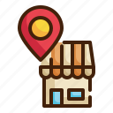 shop, store, location, pin, map, navigation, gps icon
