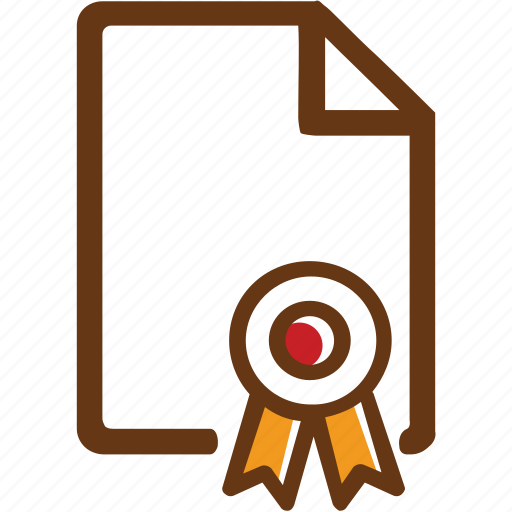 Brown, certificate, diplome, graduated, red, yellow icon - Download on Iconfinder