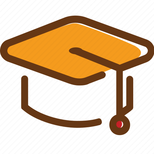 Brown, cap, hat, red, student, university, yellow icon - Download on Iconfinder