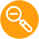 find, magnifier, magnifying, magnifying glass, minus, search, zoom