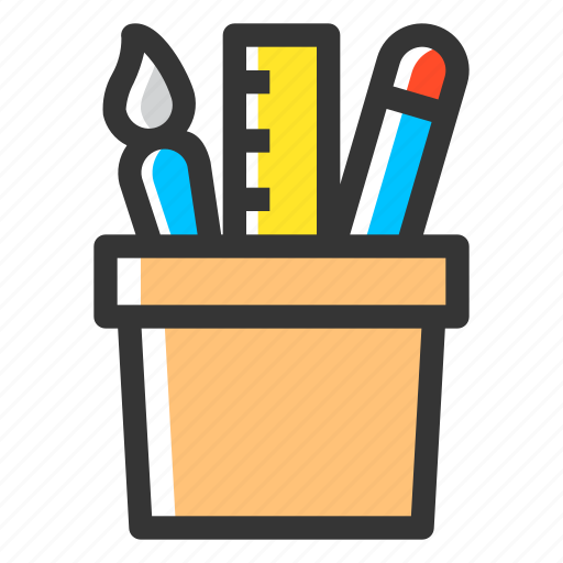 Designer, creative, pencil, case, brush, ruler, graphic design icon - Download on Iconfinder
