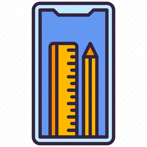 Pencil, ruler, smartphone, phone icon - Download on Iconfinder