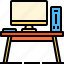 computer, desk, furniture, table, workspace 