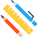 pen, pencil, ruler, stationary, tools