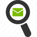 envelope, glass, magnifier, mail, message, search, zoom