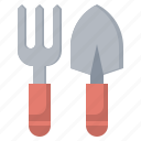 gardening, tools, shovel, fork, farming 