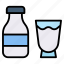 bottle, drink, milk, glasses 