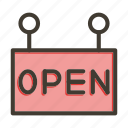 open, shop, sign, lock, market