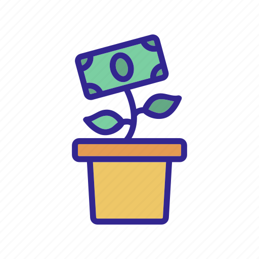 Growing, leaves, money, outline, plant, pot, tree icon - Download on Iconfinder
