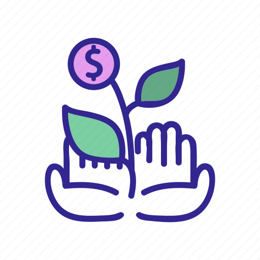 Growing, hands, leaves, money, outline, plant, tree icon - Download on Iconfinder