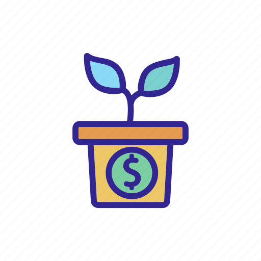 Growing, leaves, money, outline, plant, pot, tree icon - Download on Iconfinder