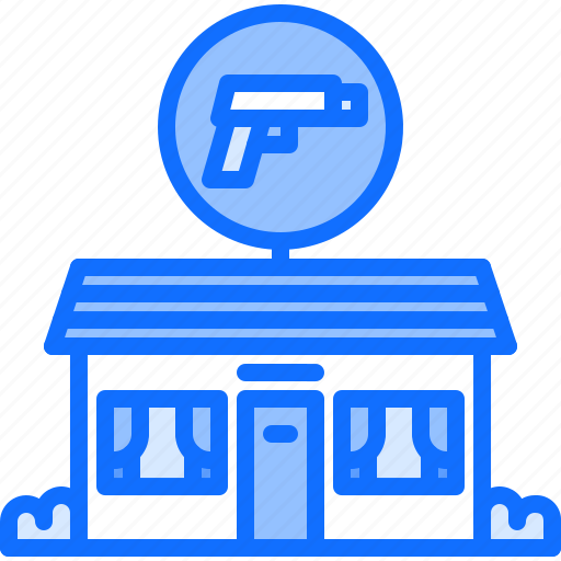 Building, signboard, gun, pistol, weapons, shop icon - Download on Iconfinder