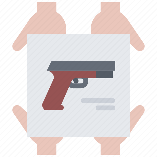 Gun, box, delivery, hand, pistol, weapons, shop icon - Download on Iconfinder