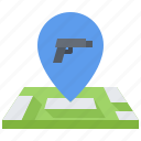 gun, pin, location, map, pistol, weapons, shop
