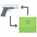 gun, money, purchase, exchange, pistol, weapons, shop
