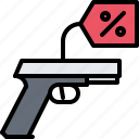 gun, discount, badge, pistol, weapons, shop
